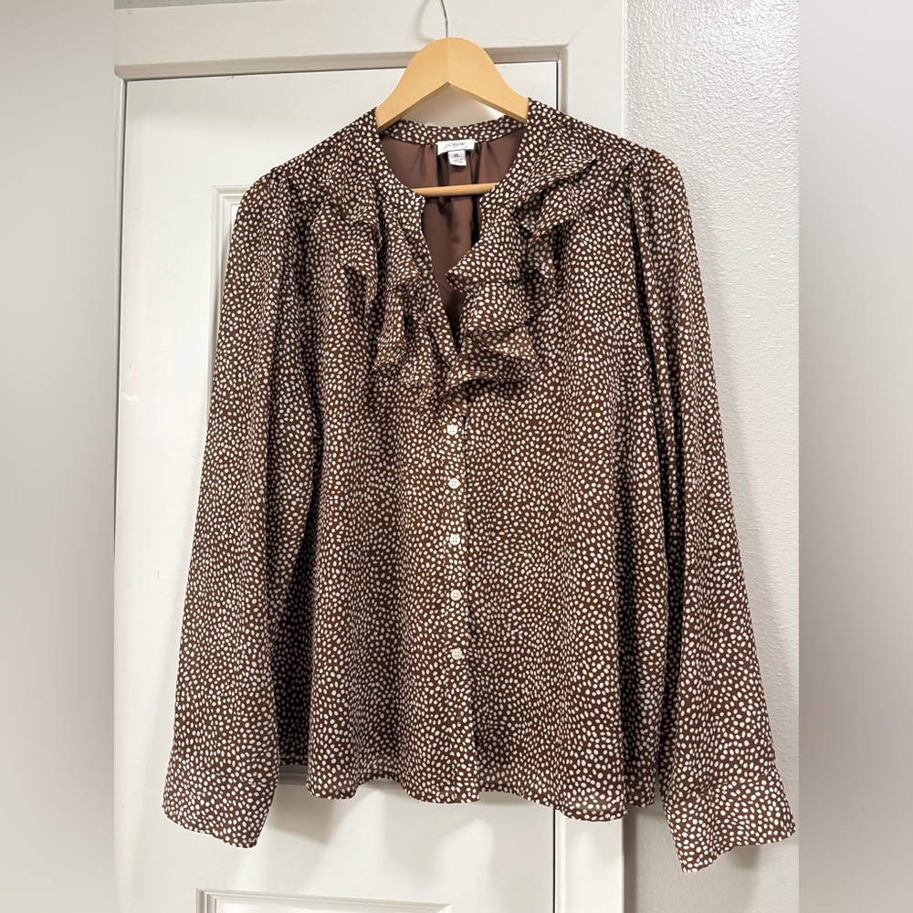 J. Crew Pleated Printed Blouse